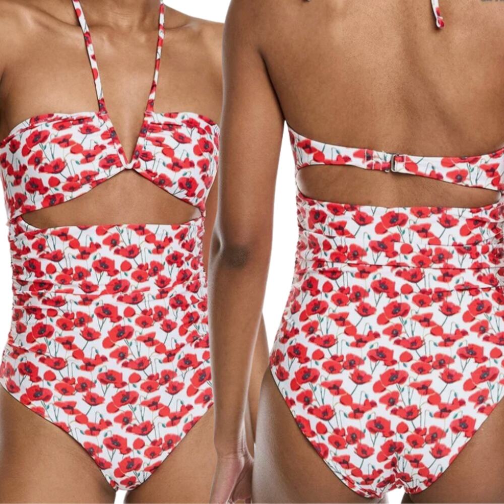 Amanda Uprichard Seneca One Piece Swimsuit XS Poppy Field Floral NWT Cutout